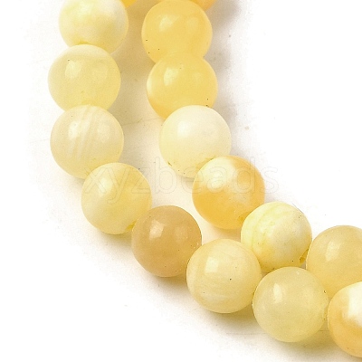 Natural Yellow Jade Beadd Strands G-A274-A01-6mm-1