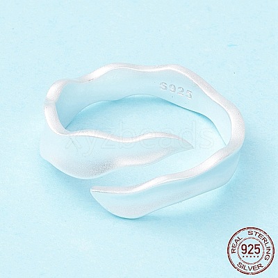 925 Sterling Silver Matte Cuff Ring RJEW-Z011-01S-1
