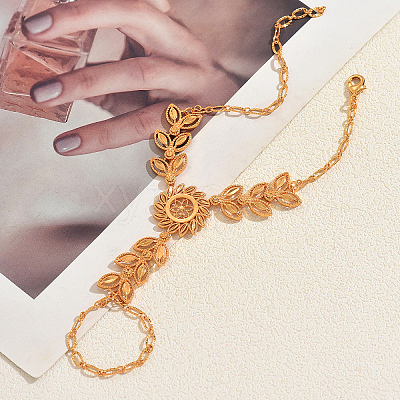 Vintage Brass Wheat Link Ring Bracelets AM3628-1