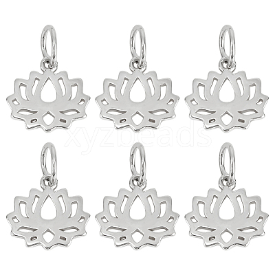 6Pcs Hollow 925 Sterling Silver Lotus Charms STER-DR0001-34-1