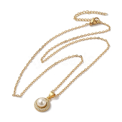 Brass Micro Pave Cubic Zirconia Pendant Necklaces NJEW-H486-16G-1-1