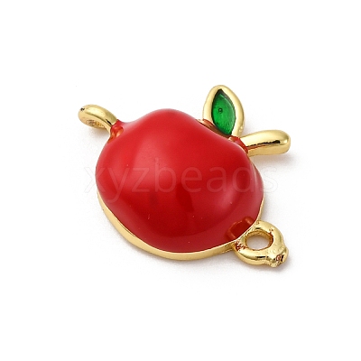 Brass Red Enamel Connector Charms KK-I276-13G-02-1