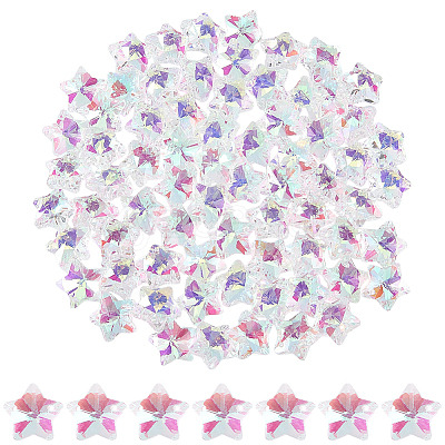 80Pcs Transparent Faceted Glass Connector Charms GLAA-SP0001-88F-02-1
