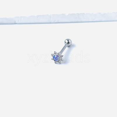 Sun 316L Surgical Stainless Steel with Synthetic Opal Tongue Rings FS-WGFD6E3-11-1