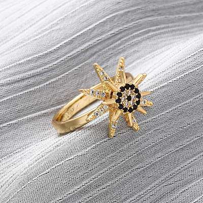 Brass Micro Pave Cubic Zirconia Finger Rings RJEW-S636-01G-1
