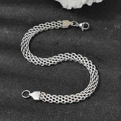 201 Stainless Steel Link Chain Bracelets for Women Men STAS-T077-20P-01-1