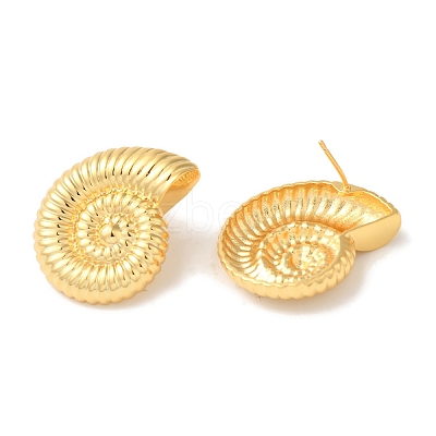 Rack Plating Spiral Shell Shape Brass Stud Earrings X-EJEW-B062-35G-1