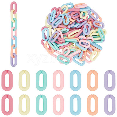 140Pcs 7 Colors Acrylic U-shaped Open Link Ring SACR-PH0001-04-1