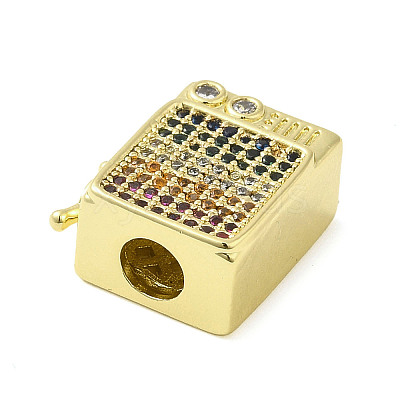 Rack Plating Brass Cubic Zirconia European Beads KK-Q784-39G-1