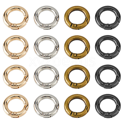 24Pcs 4 Colors Alloy Spring Gate Rings FIND-HS0001-26A-1