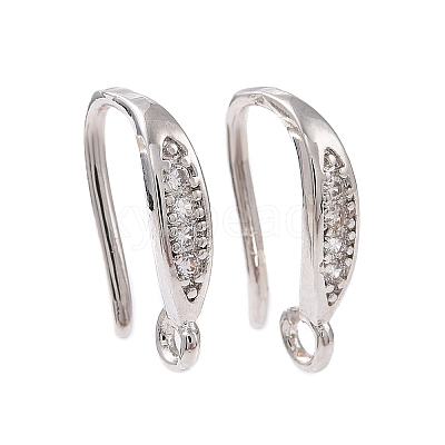 Brass Micro Pave Clear Cubic Zirconia Ear Hooks ZIRC-P100-05P-1