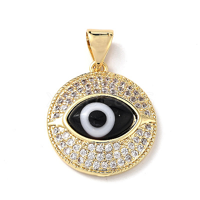 Real 18K Gold Plated Brass Clear Cubic Zirconia Pendants ZIRC-L102-12G-01-1