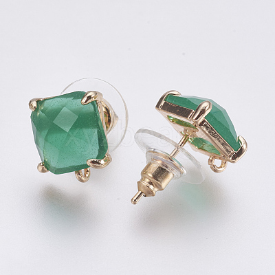 Faceted Glass Stud Earring Findings GLAA-F084-C02-1