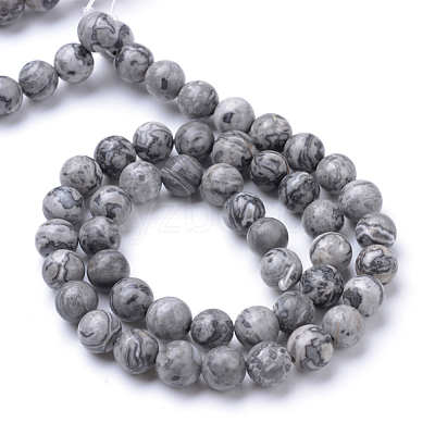 Natural Map Stone/Picasso Stone/Picasso Jasper Bead Strands G-R345-6mm-41-1