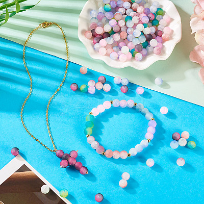 200Pcs 10 Colors Crackle Glass Beads Strands GLAA-TA0003-31B-1
