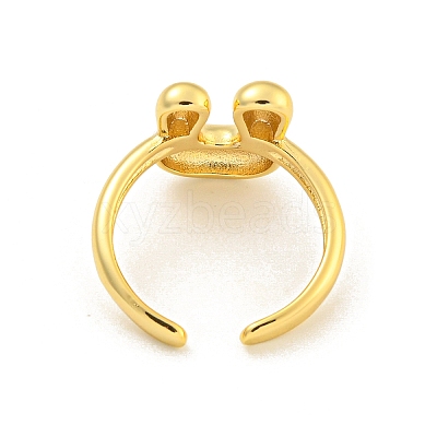 Brass Letter Open Cuff Rings for Women RJEW-G313-01U-G-1