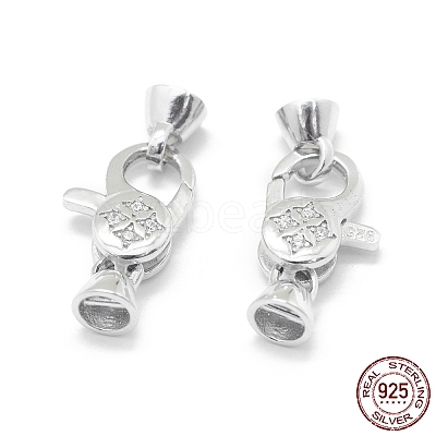 Anti-Tarnish Rhodium Plated 925 Sterling Silver Lobster Claw Clasps STER-L055-062P-1
