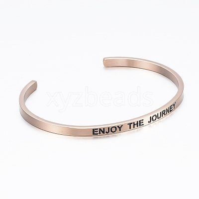 304 Stainless Steel Inspirational Cuff Bangles BJEW-K173-14-1