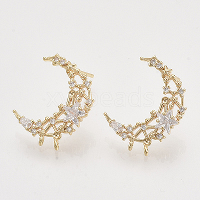 Brass Micro Pave Clear Cubic Zirconia Stud Earring Findings X-KK-T054-49G-NF-1