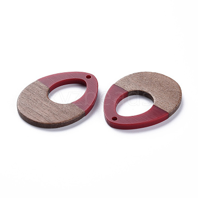 Opaque Resin & Walnut Wood Pendants RESI-T035-37A-1