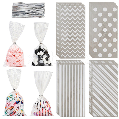 100Pcs 4 Styles Rectangle Plastic Candy Bags ABAG-WH20013-19C-1