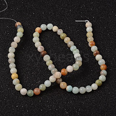 Natural Flower Amazonite Round Bead Strands X-G-D608-6mm-1