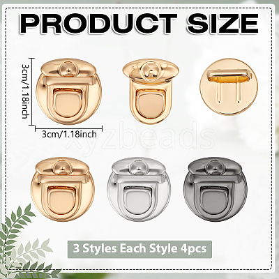 12Pcs 3 Colors Iron Bag Tuck Lock Clasp IFIN-ME0001-27-1