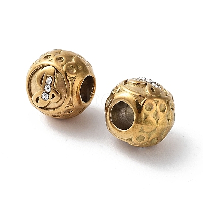 Ion Plating(IP) 304 Stainless Steel Rhinestone European Beads STAS-A092-10T-G-1