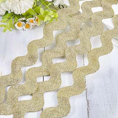 10 Yard Metallic Polyester Wavy Fringe Trim Ribbon SRIB-GF0001-38T-1