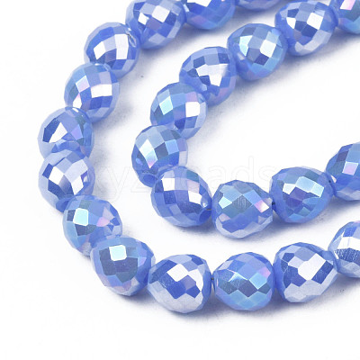 Electroplate Opaque Solid Color Glass Beads Strands EGLA-N002-26-A03-1