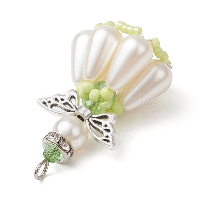 Pearlized Glass Pearl Beads  Pendants PALLOY-MZ00487-01-1