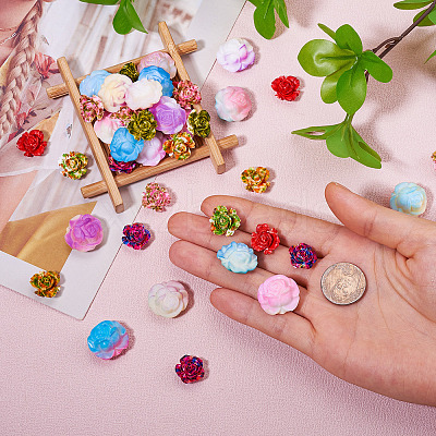 54Pcs 9 Styles Opaque Resin Beads RESI-TA0003-10-1