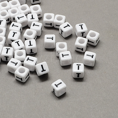 Large Hole Acrylic Letter European Beads SACR-Q103-6mm-01T-1