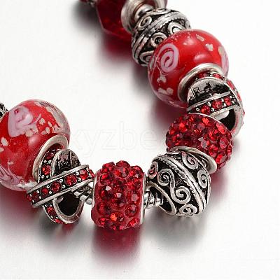 Alloy Rhinestone Bead European Bracelets BJEW-L602-13-1