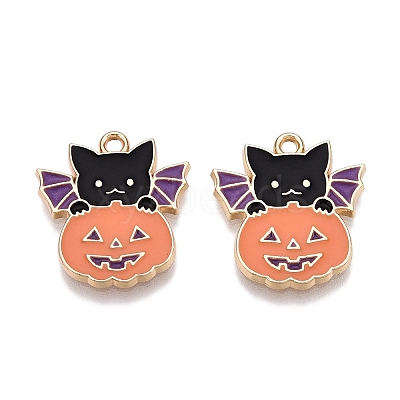 Halloween Theme Rack Plating Alloy Enamel Pendants X-ENAM-N056-362-1