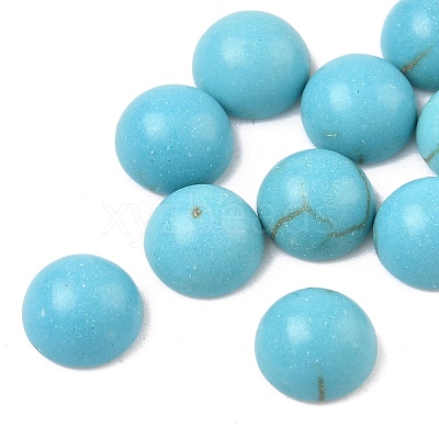 Craft Findings Dyed Synthetic Turquoise Gemstone Flat Back Dome Cabochons TURQ-S266-6mm-01-1