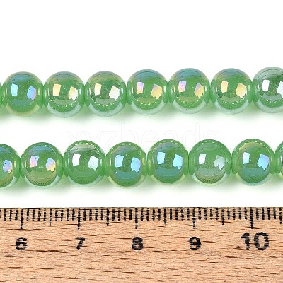 Electroplate Imitation Jade Glass Beads Strands GLAA-T032-J8mm-AB05-1