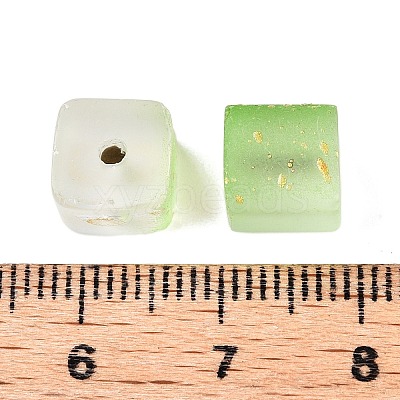 Frosted Glass Beads with Golden Glitter Powder DGLA-NH001-8mm-01D-1