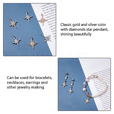 60Pcs 2 Colors Alloy Rhinestone Pendants ALRI-DC0001-10-1