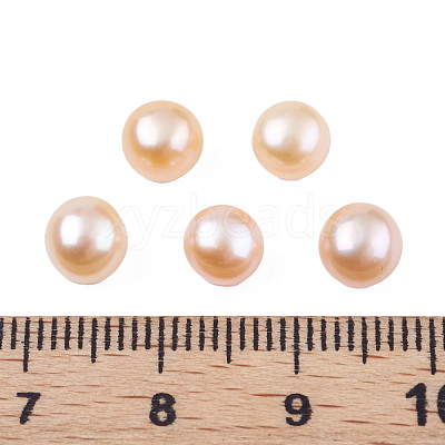 Half Drilled Natural Cultured Freshwater Pearl Beads PEAR-N020-06A-1