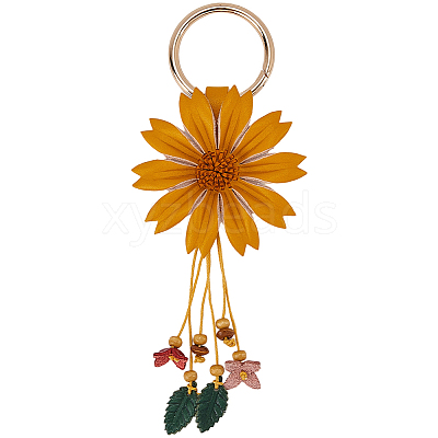 Leather and Alloy Keychain HJEW-WH20022-04B-04-1