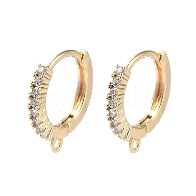 Brass Micro Pave Cubic Zirconia Hoop Earring Findings KK-P257-05G-1
