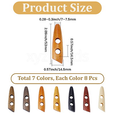 56Pcs 7 Colors 2-Hole Wood Buttons BUTT-GF0004-26-1