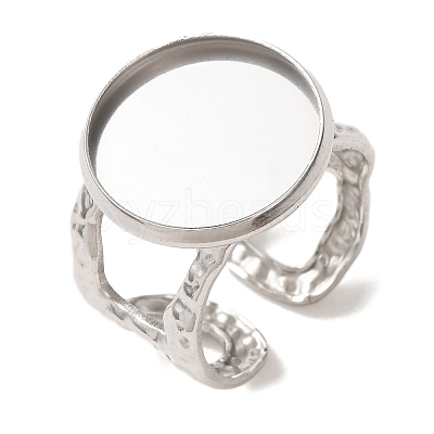 Hammered 304 Stainless Steel Cuff Ring Components SA-CBAC0DF-02E-P-1