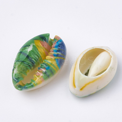 Printed Natural Cowrie Shell Beads X-SHEL-S274-27-1