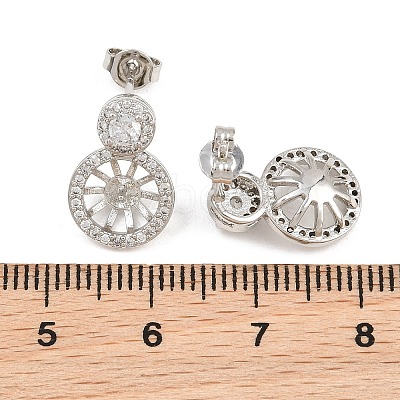 Brass Micro Pave Cubic Zirconia Stud Earring Findings CU-CBAA5EE-02P-1