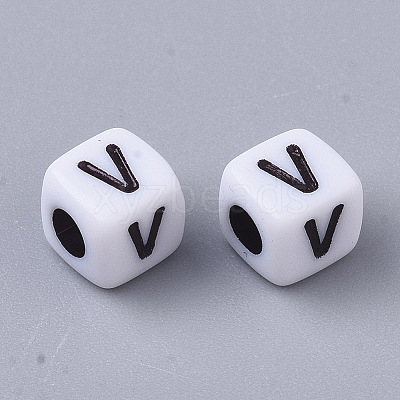 White Opaque Acrylic Beads X-MACR-R869-02V-1