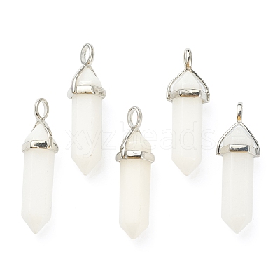 Natural White Jade Pointed Pendants G-M378-01P-A12-1