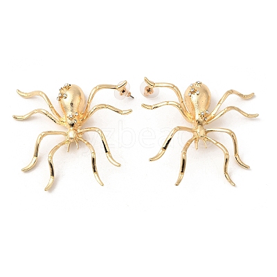 Alloy Rhinestone Stud Earrings EJEW-P321-01G-1