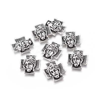 Tibetan Style Alloy Cross with Jesus Alloy Pendants for Easter Jewelry LS-LF10674Y-NF-1